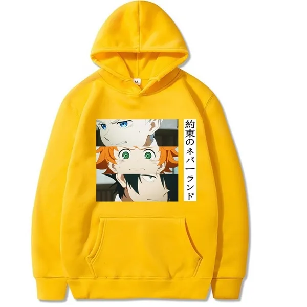 Anime The Promised Neverland Emma Eyes Hoodies Fashion Men Women Sweatshirts Casual Hooded Harajuku New Sports Hoodie Y0809