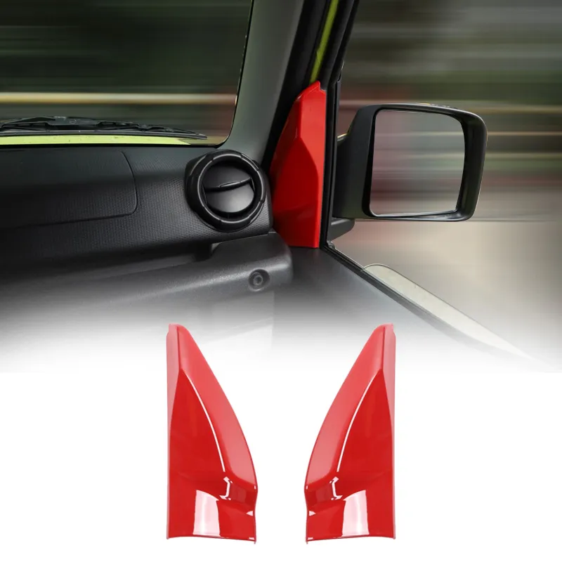 Röd frontfönster En pelare triangel dekoration Bezel täcker klistermärken för Suzuki Jimny 19+ Inredning Tillbehör
