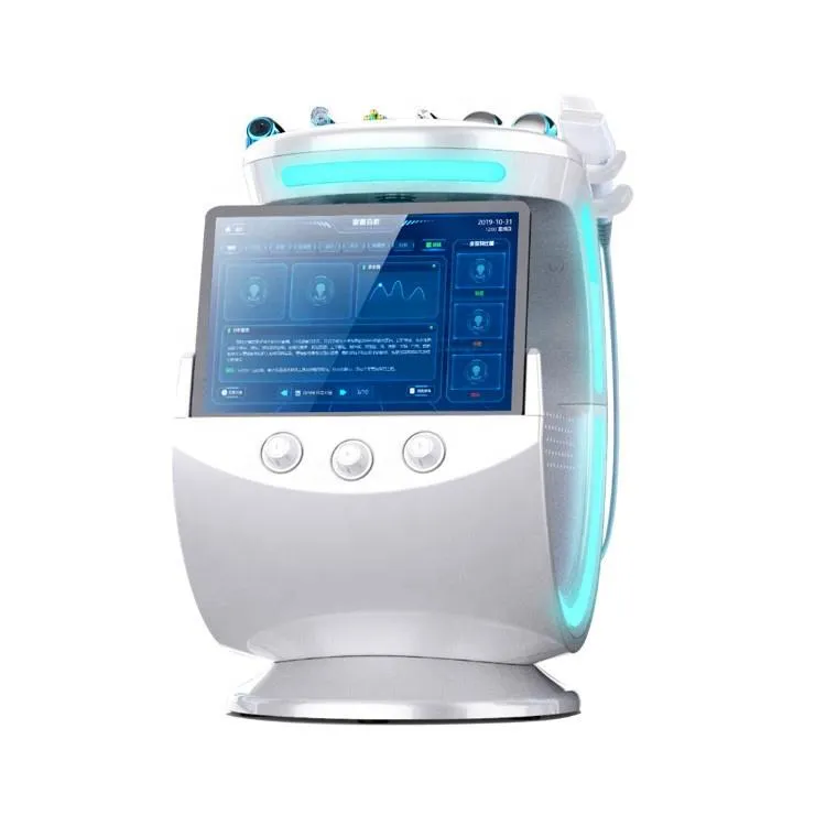 7in1 Ice Blue Magic Mirror Hydrafacial Massage Hautanalysator Anti-Aging-Sauerstoff Kleine Blasenbehandlungsmaschine zur Narben-Akne-Entfernung