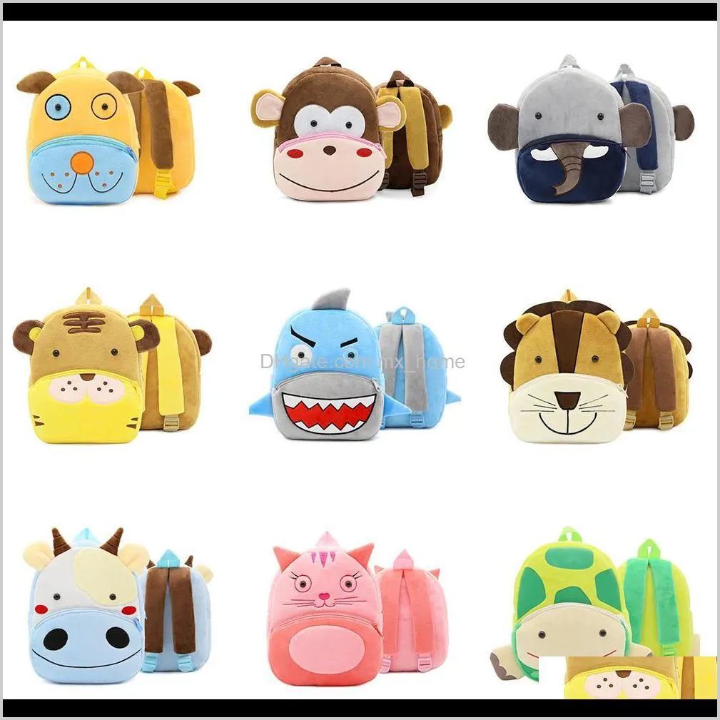 baby plush cartton backpacks girls boys kids shoulders unicorn piggy kitten turtle panda kindergarten backpack bags 2-4t