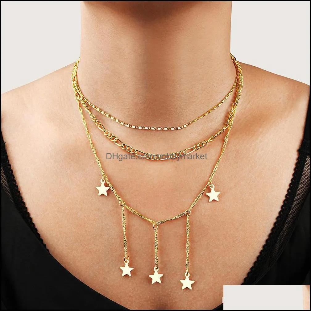 New Accessories Fashion Retro Tassel Necklace Female Jewelry Multi-layer Peach Heart Pendant Necklace Women jewelry