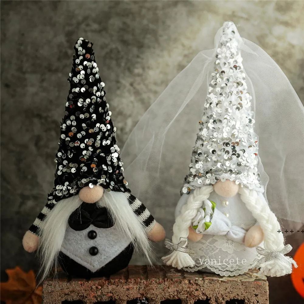 Articles de fête Mariée Époux Robe De Mariée Gnome Décoration Couple Poupée Naine Ornements Scandinaves Saint Valentin Cadeaux ZC746