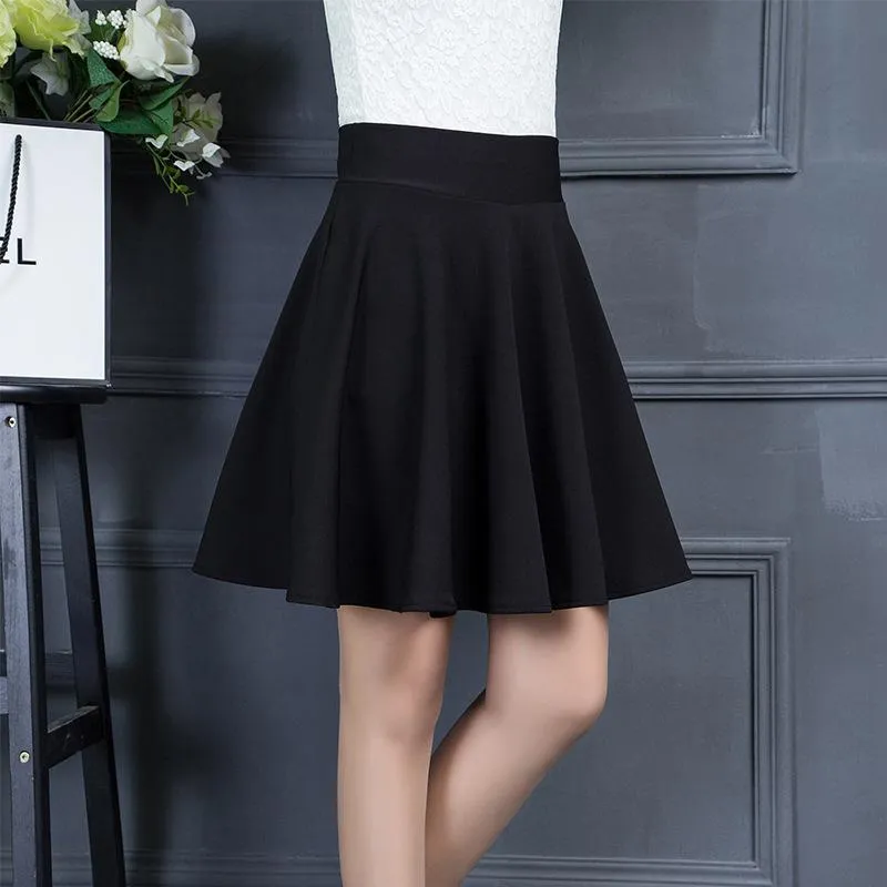 Skirts Half Korean High Waist Show Thin Pleated Skirt A Type Bottomed Short , Large Trousers With Light Proof