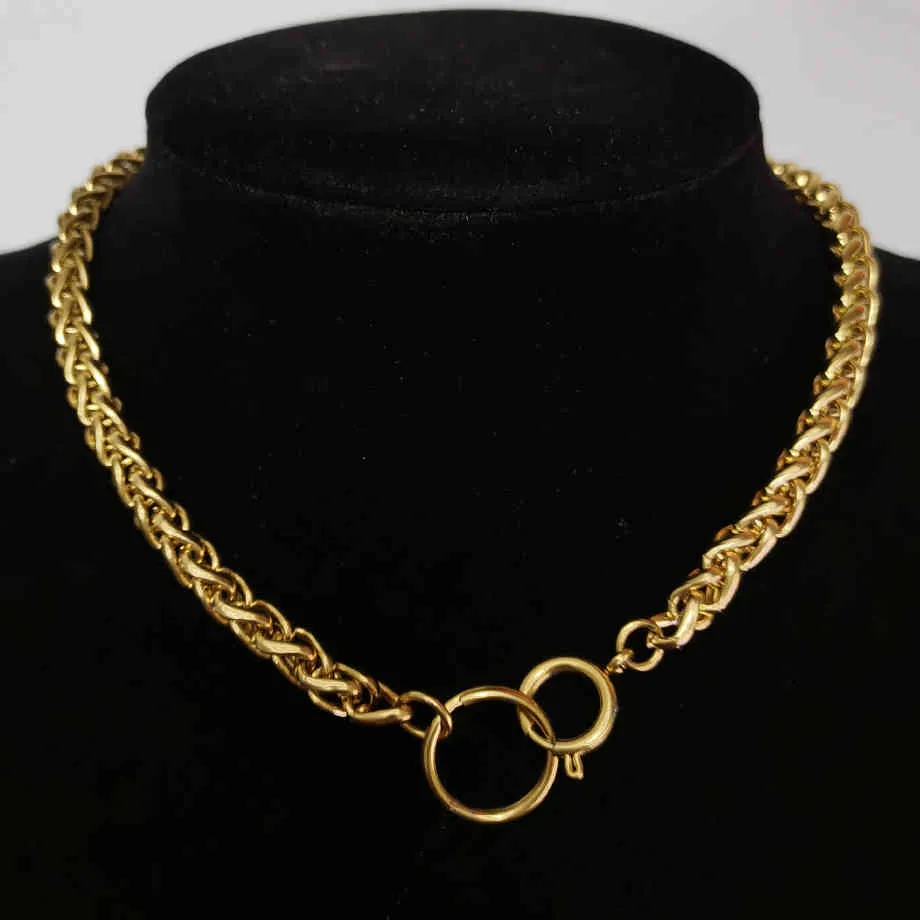 Punk Küba Chokers Kolye Kadın Yaka Altın Renk StainLsteel Tıknaz Kalın Zincir Daire Kolye Hip Hop Erkekler Boyun Takı X0509