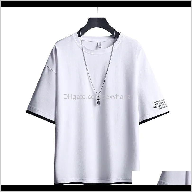 summer 2020 t-shirt for men casual loose-fitting solid-colored short-sleeved t-shirt hip-hop street shirt t-shirt for men