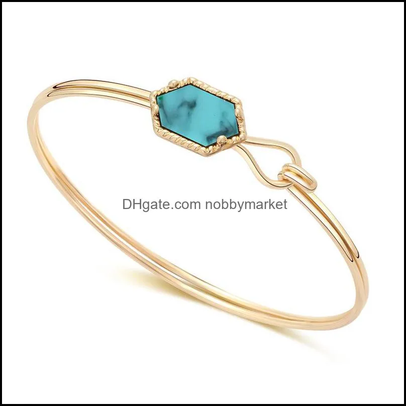 Women Druzy Stone wire Bangle For Female designer Natural stone charm Gold Silver bracelets 2019 Fashion Girls Best Jewelry Gift