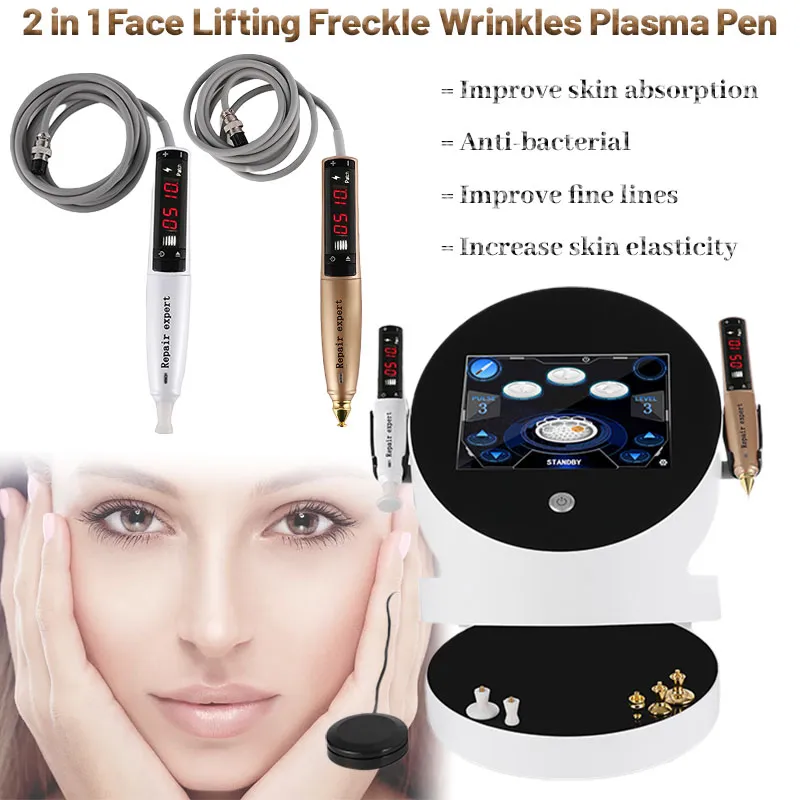 2 IN 1 Ozone and Golden Beauty Machine Face Lifting For Acne Spots Wrinkle Removal Plasma Pen