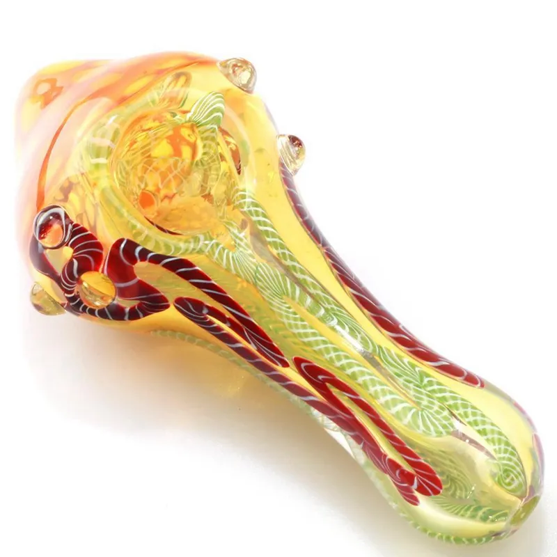 Cool Färgglada Spiral Pyrex Glasrör Filter Bong Rökning Tube Handgjorda Handpipe Portable Innovativ Design Dry Herb Tobak Bowl Oil Rigs Holder DHL Gratis