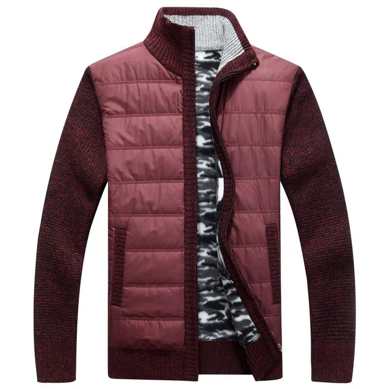 Hommes chandails hiver polaire pull manteau épais Patchwork laine Cardigan Muscle Fit tricoté vestes à la mode homme vêtements pour l'automne