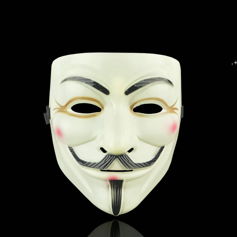 Festa Máscaras V para Máscara Vendetta Anonymous Guy Fawkes Fantasia Vestido Adulto Traje Acessório Party Cosplay Máscaras JJE10385