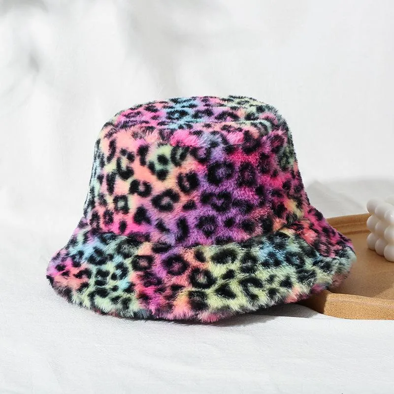  Rainbow Colors Womens Bucket Hat with Wide Brim Winter