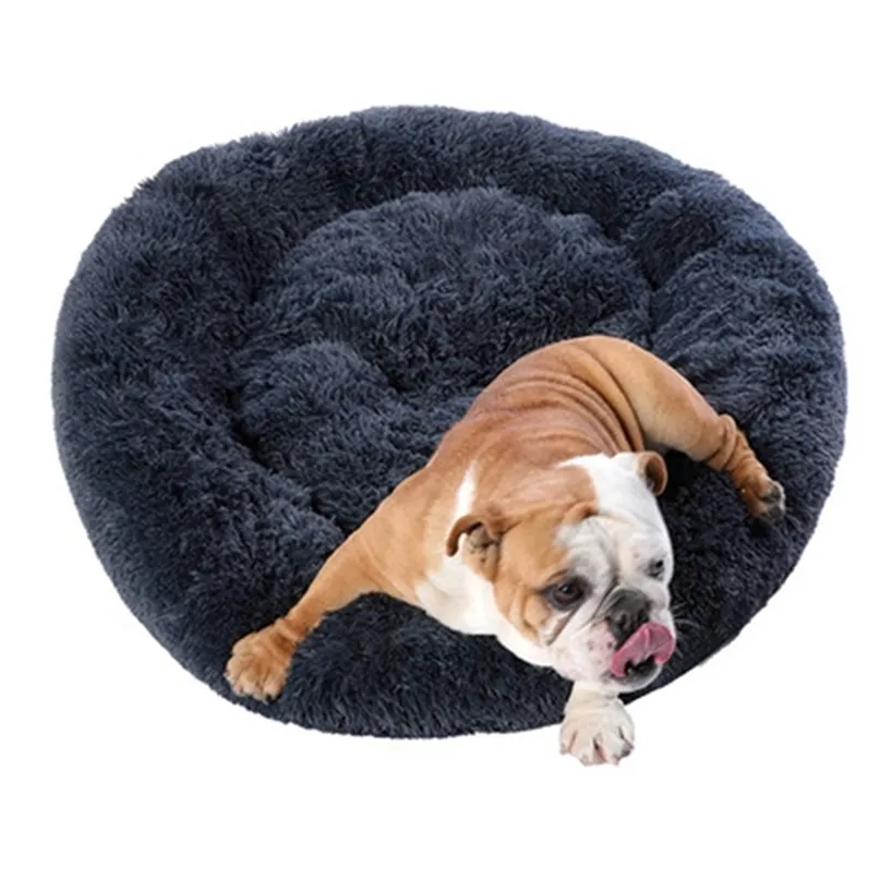 Haddy Dog Bed Pet Hodowla Round Sleeping Bag Lounger Cat House Winter Ciepła kanapa Kosz dla małych średnich dużych akcesoriów 210915