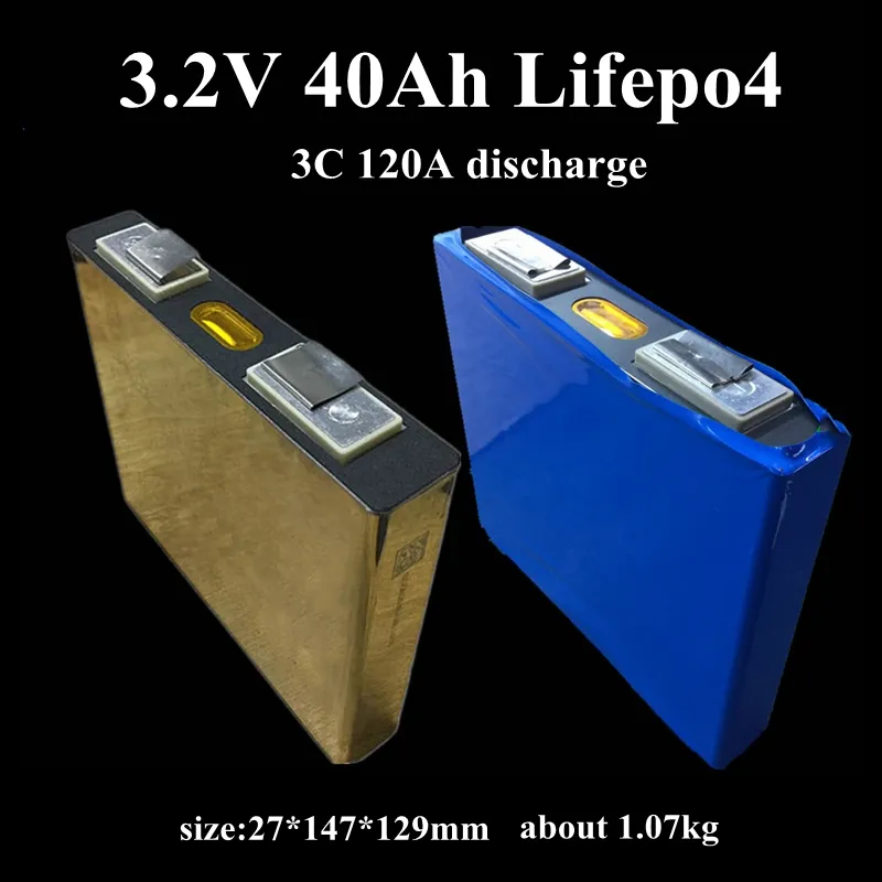 8pcs batteria al litio ricaricabile 3.2v 40Ah lifepo4 3C 120A scarica per batteria 12V 24V 40Ah inverter pannello solare fai da te