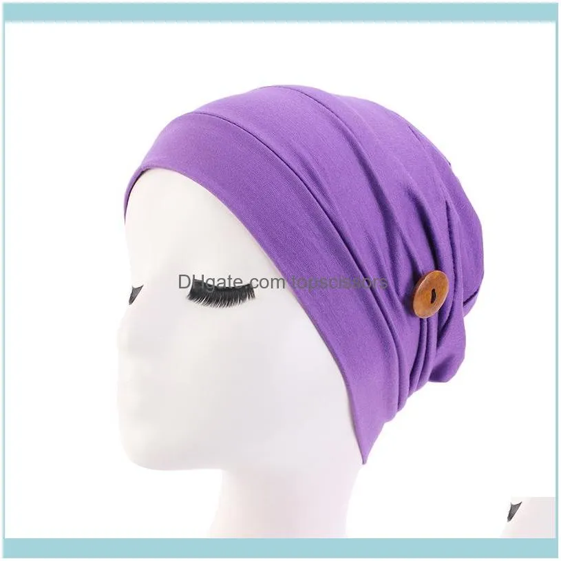 Chemo Hat Soft Cotton Loss Cancer With Button For Wearing Ear Protection Turban Women Sleep Cap Ladies Headwear1