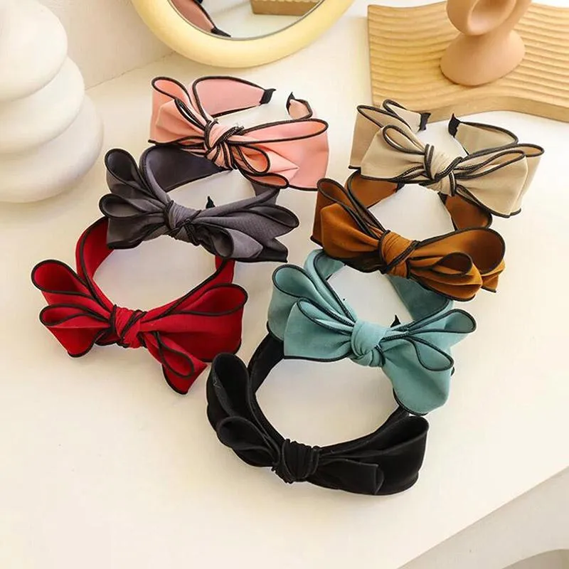 Mode Dames Hoofdband Verse Kleur Casual Hairband Wide Side Double Bowknot Hoofddeksels Volwassen Haaraccessoires