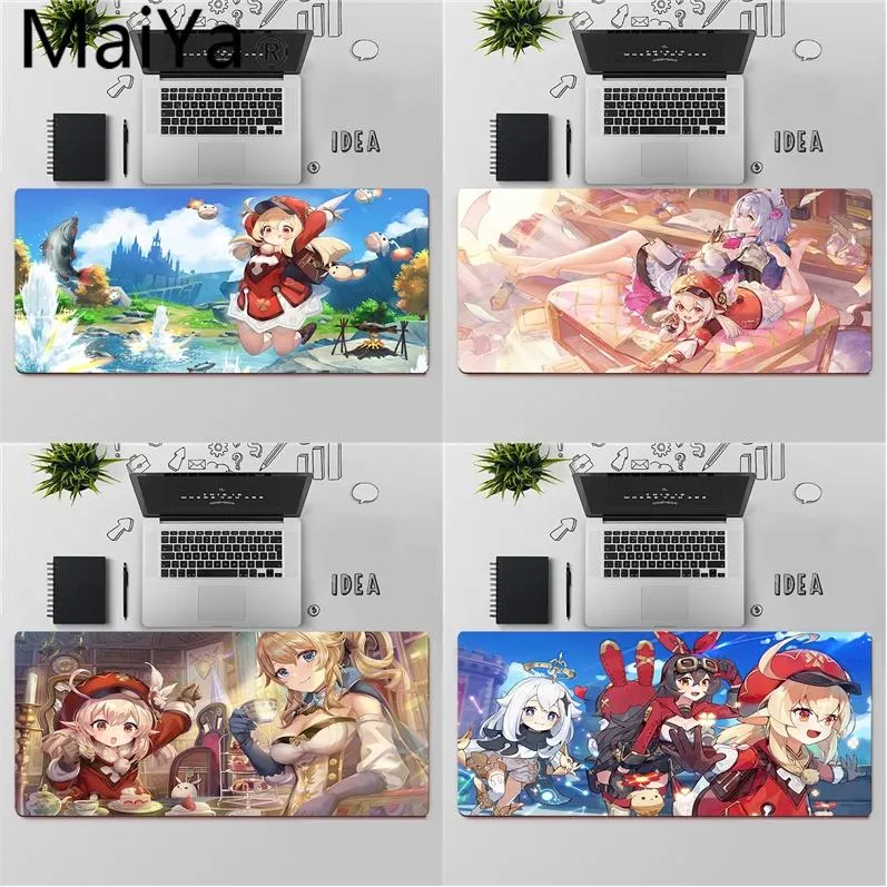 마우스 패드 손목 휴식 마이야 최고 품질의 겐신 임팩트 KLEE 독특한 데스크탑 패드 게임 Mousepad 대형 키보드 매트