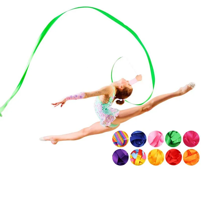 4m Kleurrijke Gym Linten Dans Lint Ritmische kunst Gymnastiek Ballet Streamer Twirling Rod Stick voor Gym Training Prof Jllgad 871 Z2