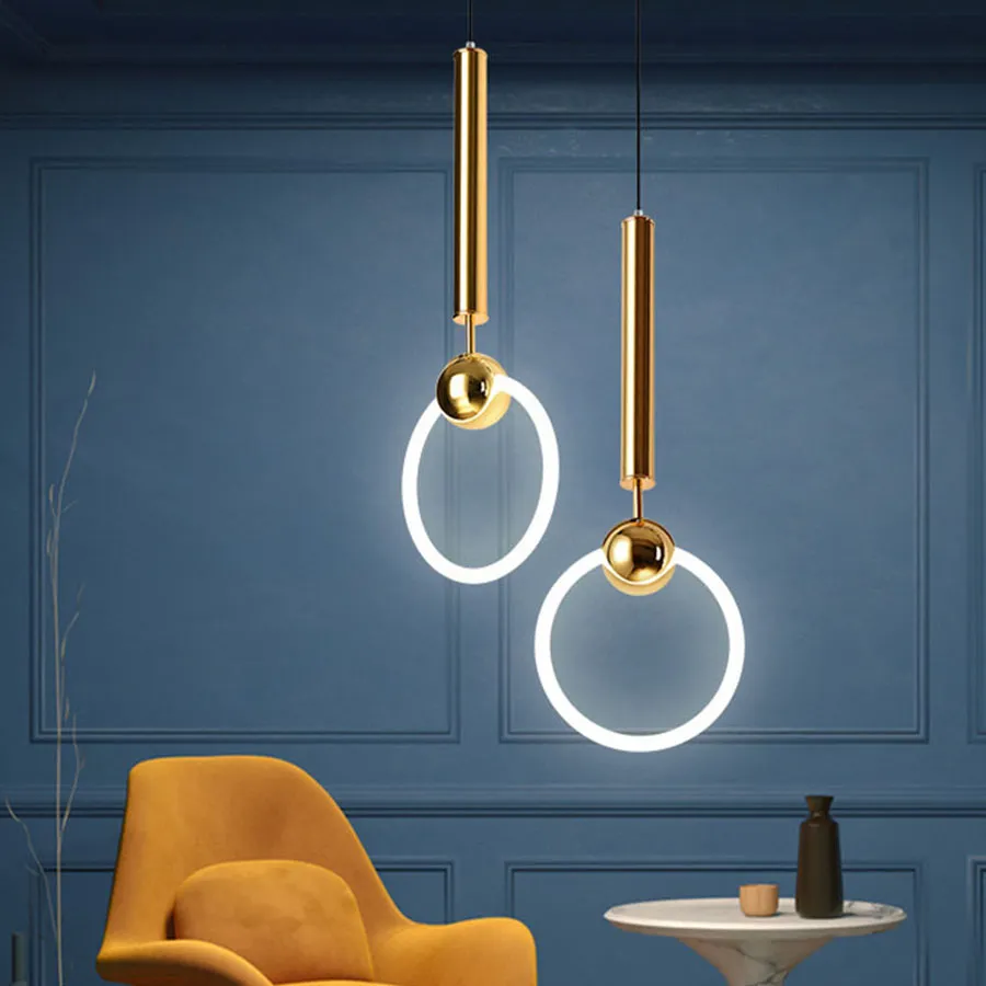 Kvalitet Enkel Hängsmycke Ljus Moderna Mode Vit Lampor för matsal Restaurang Sovrum Living Office Bar Round