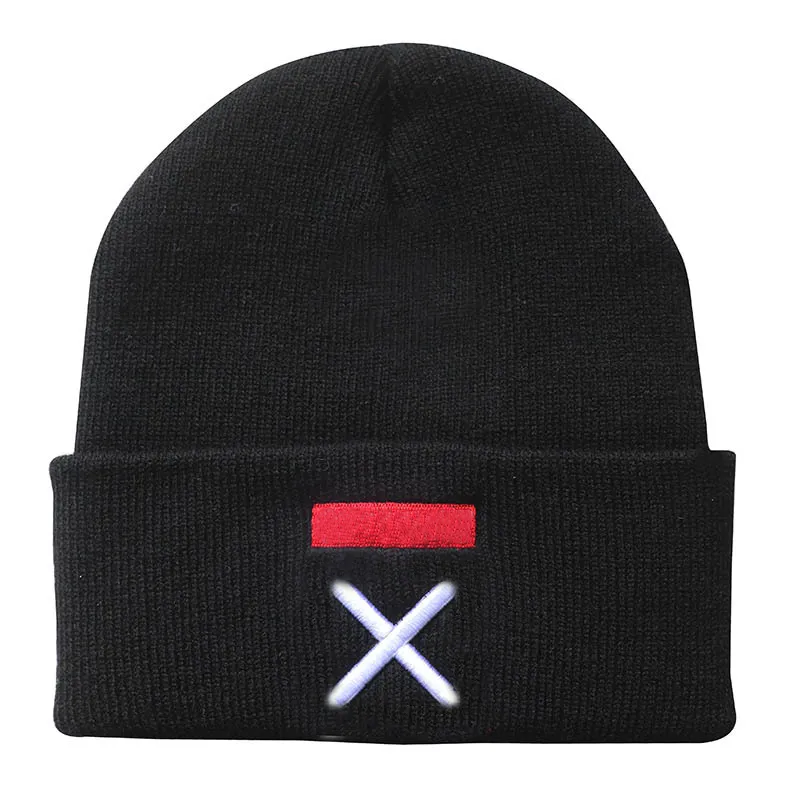 Gorro de moda para hombres y mujeres, gorro de punto bordado, jersey cálido, gorros de hip hop, gorro frío de lana blanca