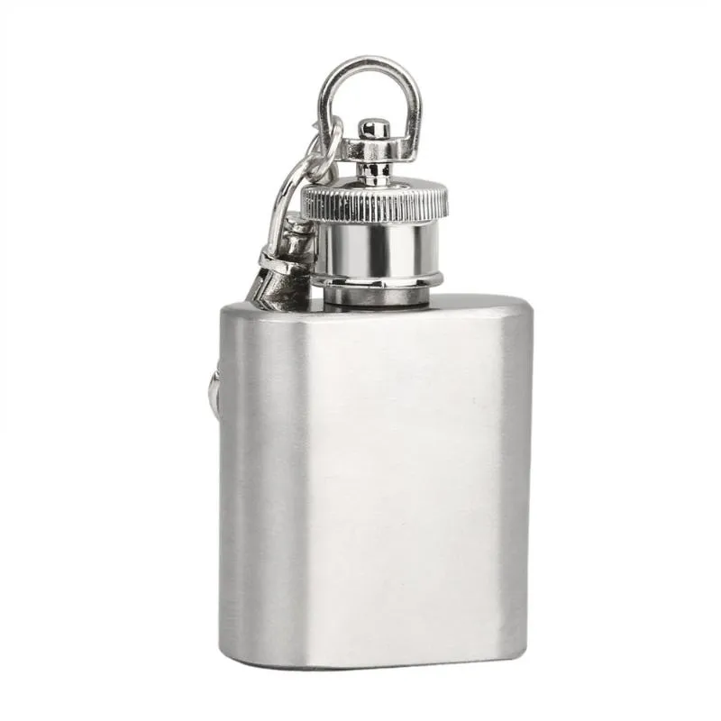 Haken Schienen Tasche Mini 1 Unze tragbare Edelstahl-Flachmann mit Schlüsselanhänger Alkohol Whisky Likör Wein Trinkgefäße Flagon Pot #WT