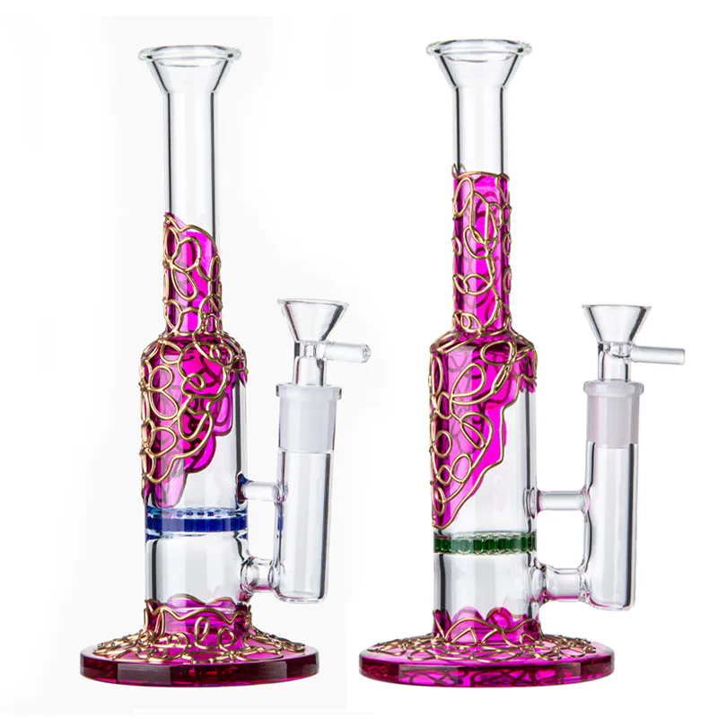 Heady Glass Water Bongs 9inch Hookahs Charm Purple Oil Rig comb Perc Dab Rigs 14mm Female Smoking Hookah Water Pipes Waterpipe WP533