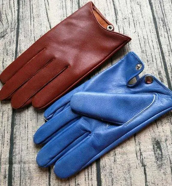 Men's autumn winter genuine leather glove male natural sheepskin leather driving riding glove R3236 H1022