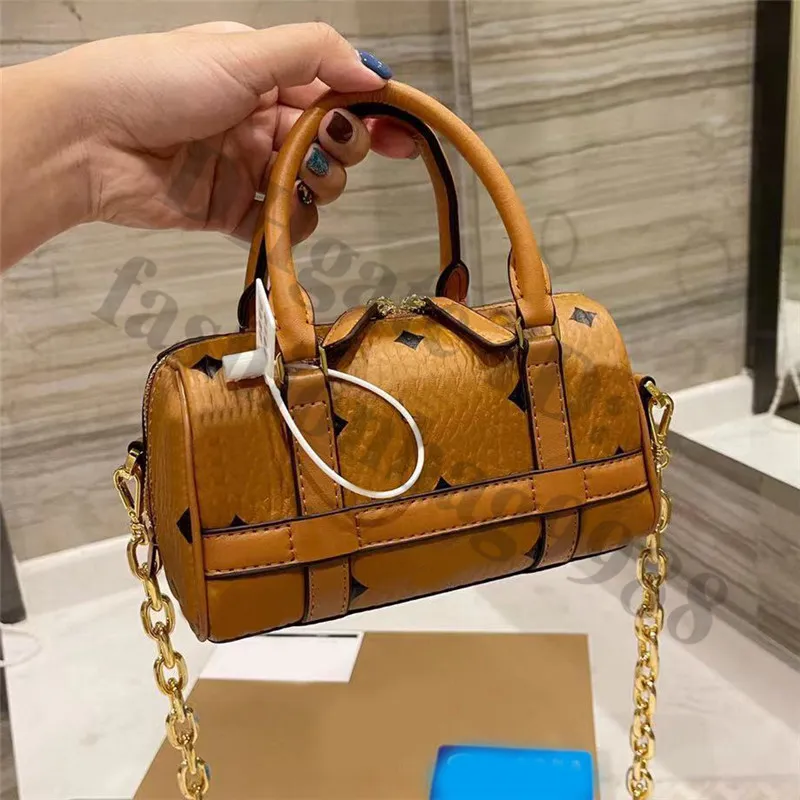 Women Mini Pillow Round Shoulder Bags Fashion Brand Lady Real Genuine Leather Barrel Shaped Crossbody Handbags Ladies One Side Chains Hand Bag Purses Woman 2023