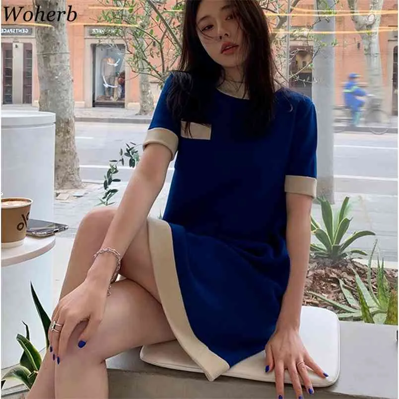 Korean Summer Bodycon Knitted Midi Sweater Dress - Sexy and Elegant Mini Vestidos for Women (210519)