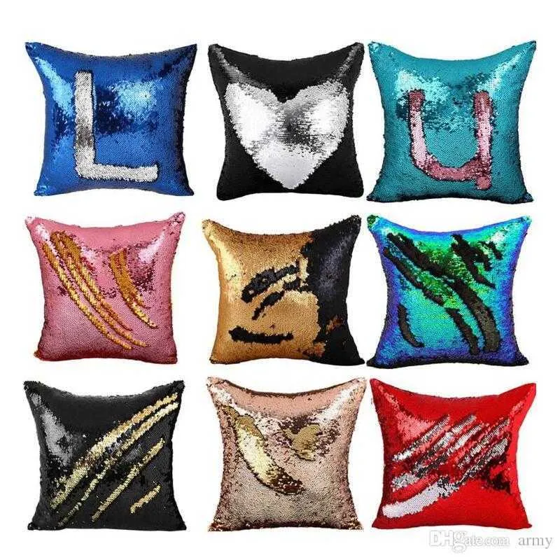 2018 Sequin Pillow Case cover Mermaid Pillow Cover Glitter Reversible Sofa Magic Double Reversible Swipe Cushion cover 40 design Pillow Case