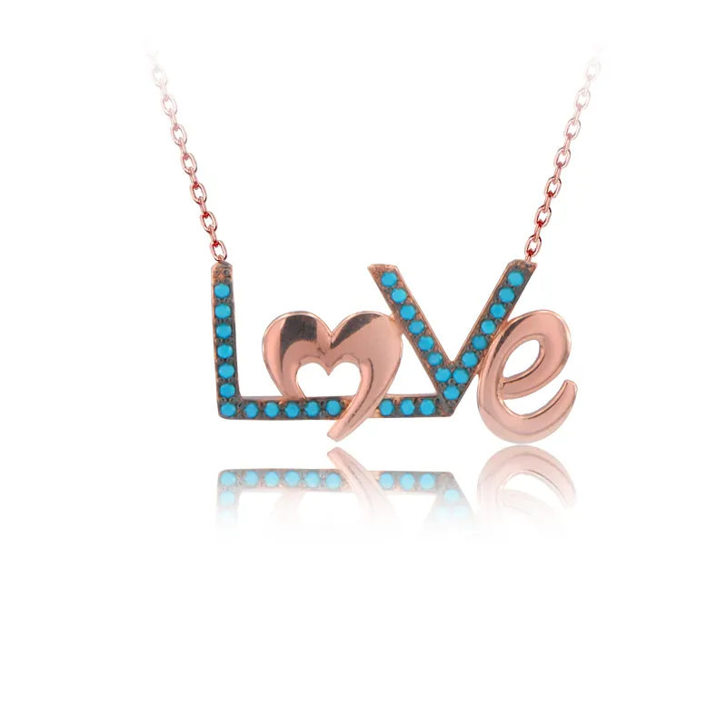 Kärlek Trendig 925 Silver Turkiska Smycken Zircon Fashion Heart Lover Halsband för Kvinnor Alla hjärtans dag Lyxig designer