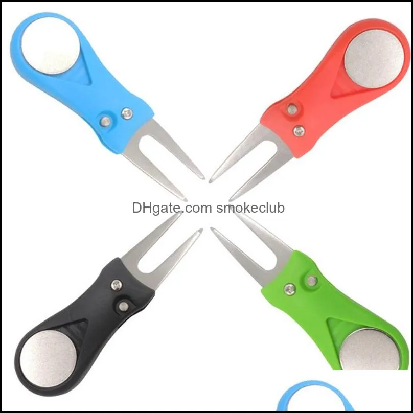 Ausili per l'allenamento all'aperto Metallo Plastica Golf Divot Tool Mini Portatile Regolabile Sport Aessories Pratico Stretch Repair Green Fork Many Co