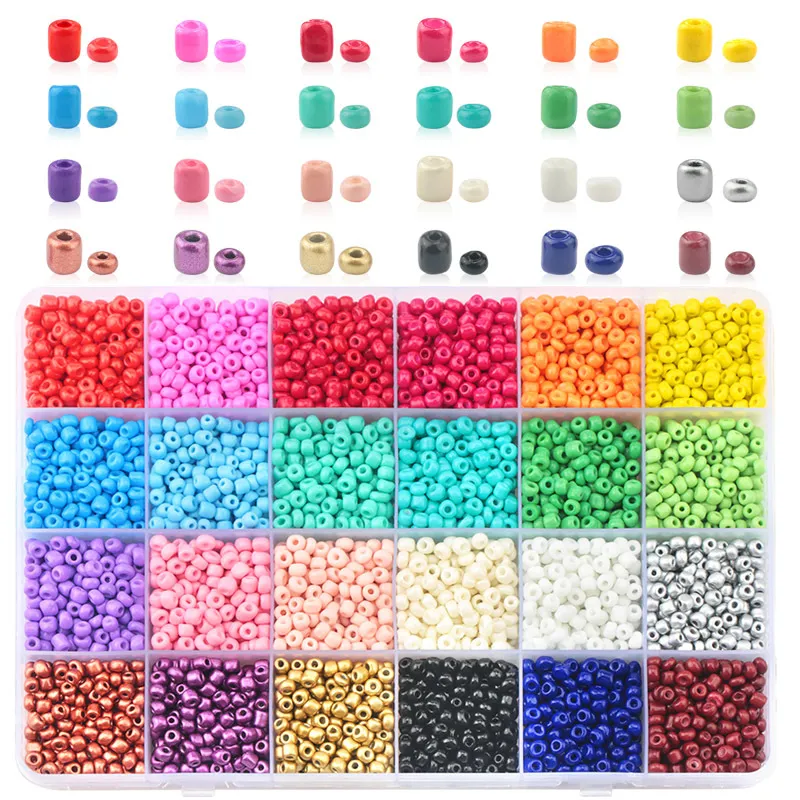 Todo 2mm 3mm 4mm Seedbeads de vidro kit grânulos de semente tcheca contas redondas para bracelete DIY Colar acessórios de jóias 24 cores