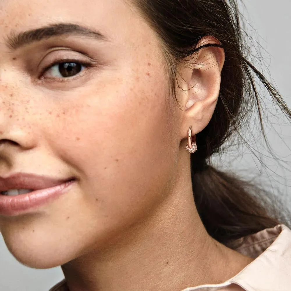 Pavé bead hoop earrings hotsell