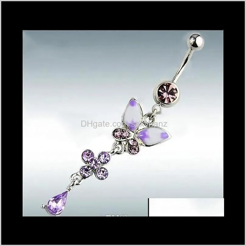 d0004 ( 1 color ) purple color nice belly ring nice bowknot style belly ring with piercing body jewlery navel belly ring body