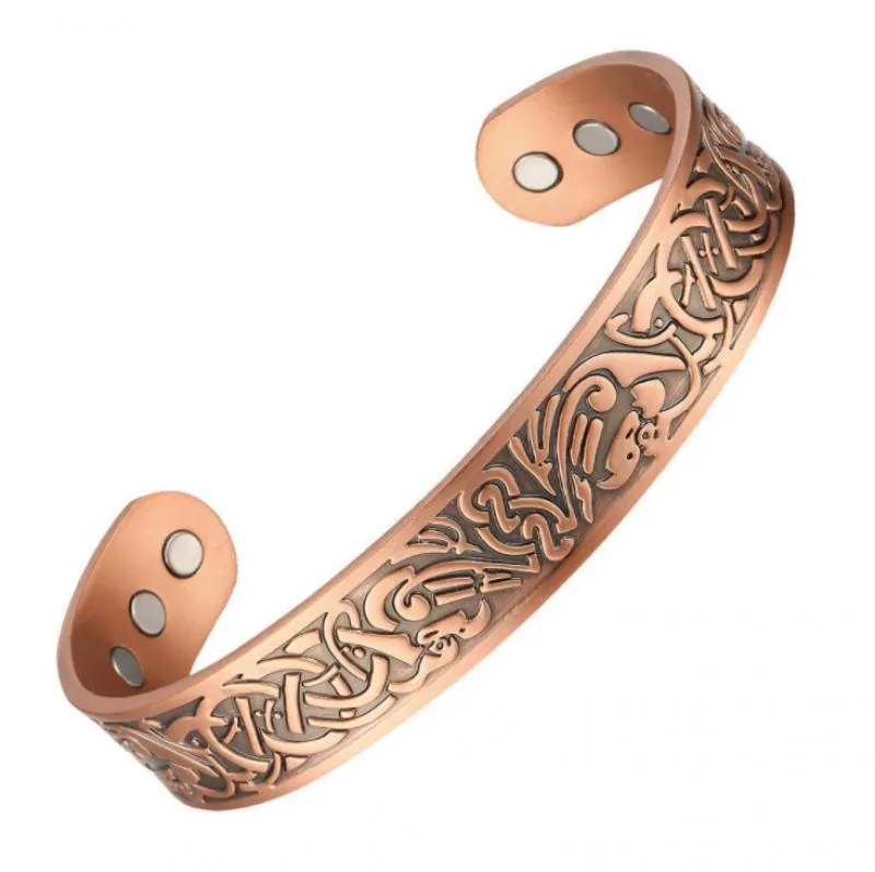 Vintage Copper Magnet Energy Bracelet Open Magnetic For Men Bangle