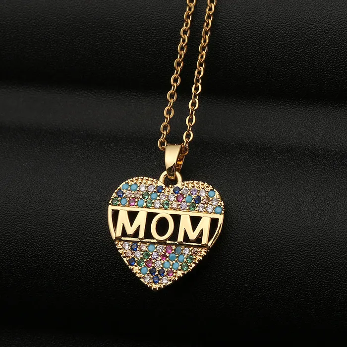 Mom Heart necklace Ziron Diamond pendant Stainless steel chains Necklaces Mother birthday gift will and sandy