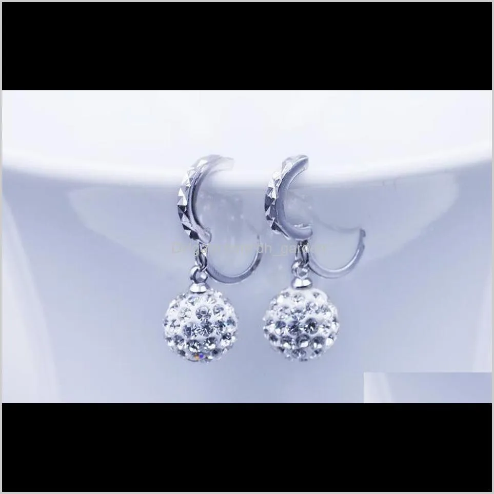 full rhinestone disco ball pendant earrings austrian crystal dangle silver earring women wedding eardrop for party jewelry