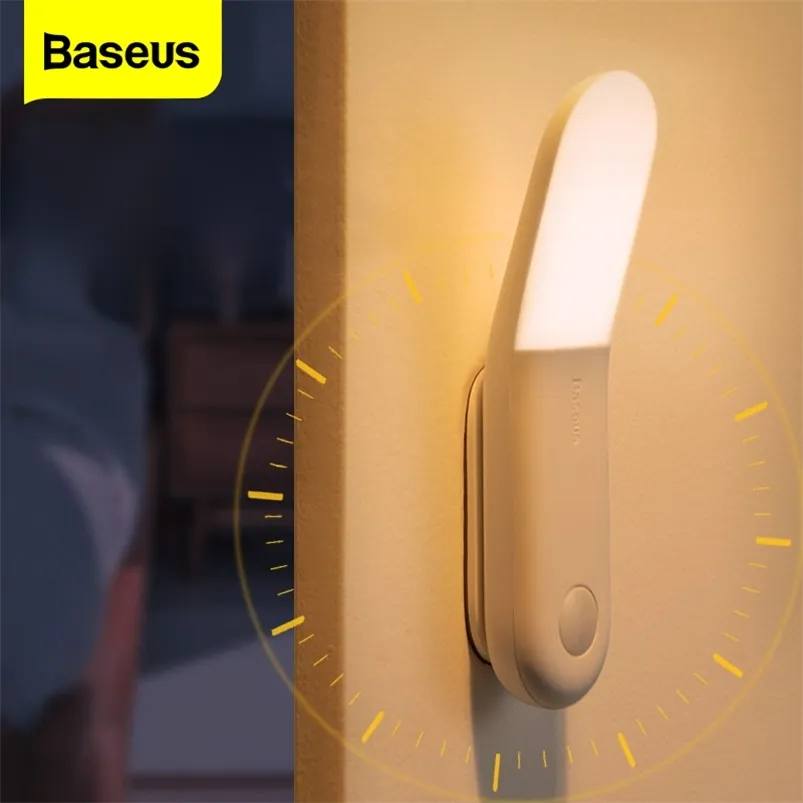 BASEUS PIR LED Motion Sensor Light Automatische Inductie Nachtlampje Aisle Nachtkastje Night Light voor Closet Garderobe Trap 210724