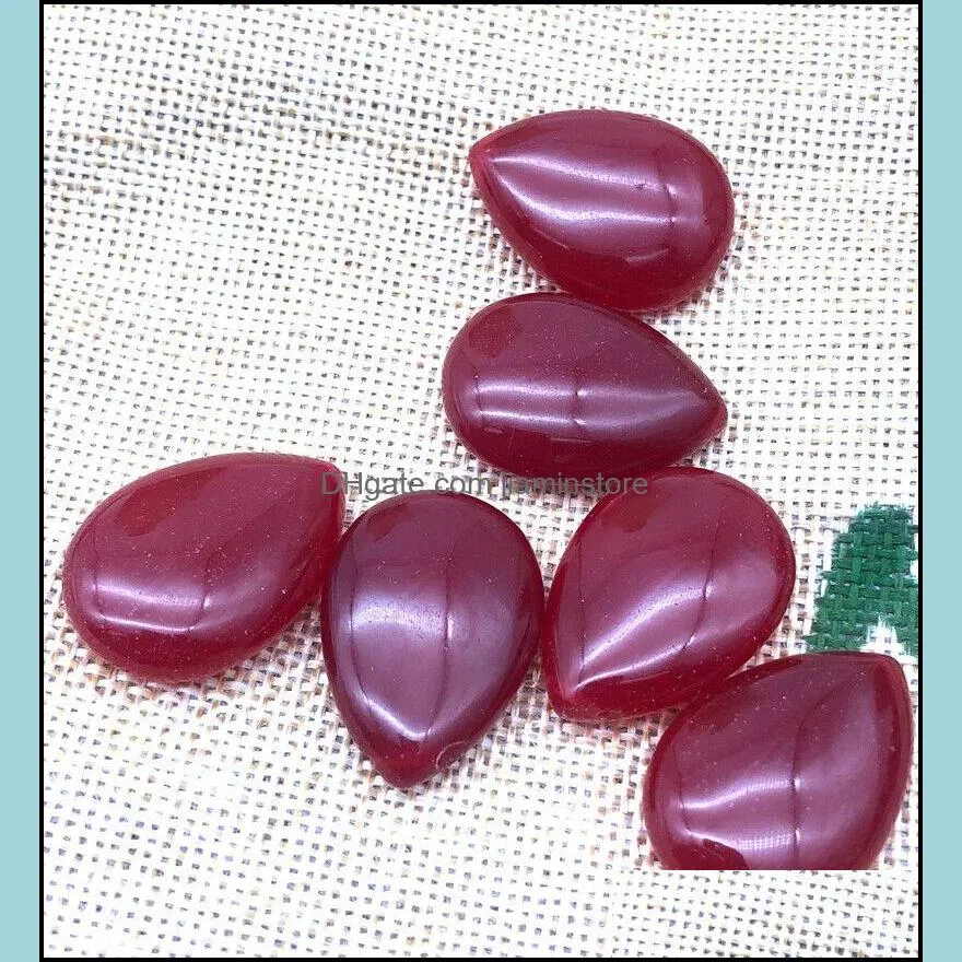 Good Natural Red Jade 18X25 MM Pear Cabochon Loose Gemstone Pendant 10pcs