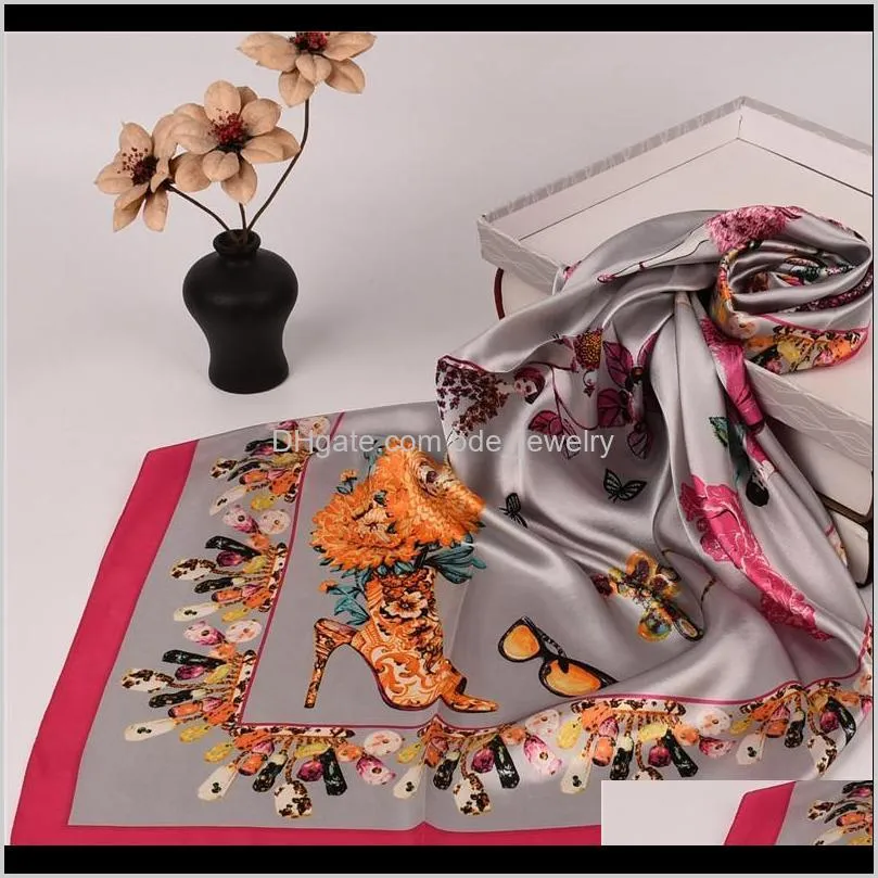 satin silk scarf head fashion foulard soie hijab big square women scarves shawl for ladies 90*90cm handkerchief