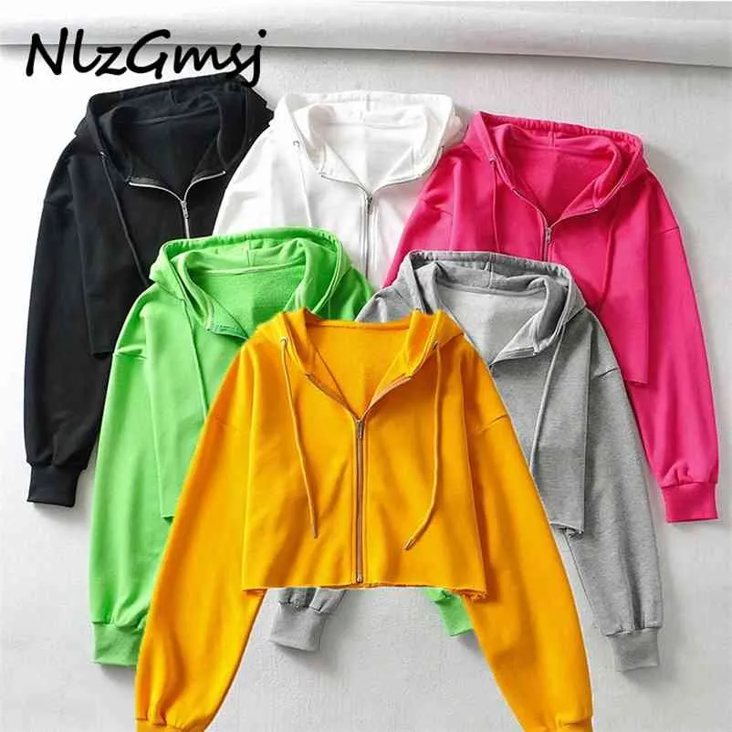 Sweatshirt Women Hooded Long Sleeve Jacket Spring Latest High Waist Loose Casual Cropped 210628