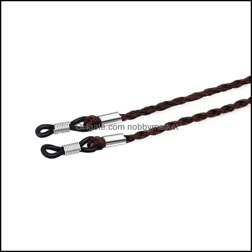 Leather Braided Classic Glasses Chain with adjustable Silicone anti-skid Loops