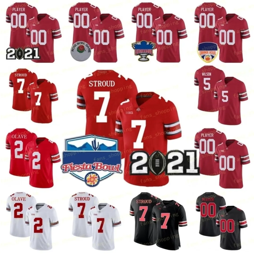 Amerikansk college fotboll b￤r Ohio State Buckeyes Football Jersey Garrett Wilson Justin Fields Young Eddie George Teague III Chris Olave Bosa Elliott Fleming Harr