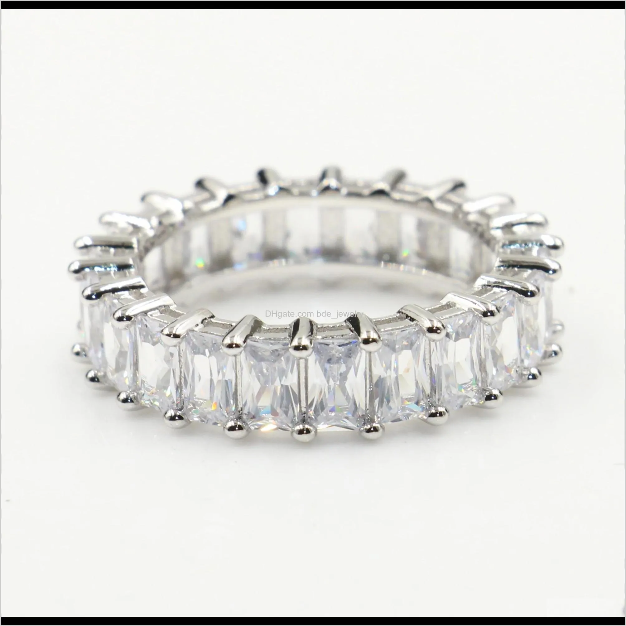 us size 5-10 top selling vintage fashion jewelry 925 sterling silver emerald cut white topaz cz diamond gemstones women wedding band