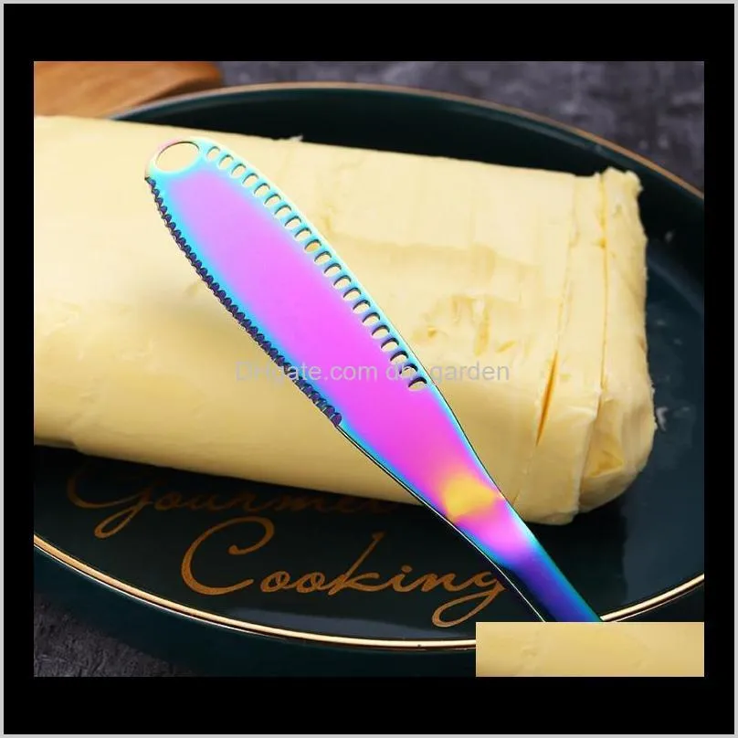 stainless steel butter knife cheese dessert jam spreaders cream knifes 7 colors home multifunctional dessert tool sn2226