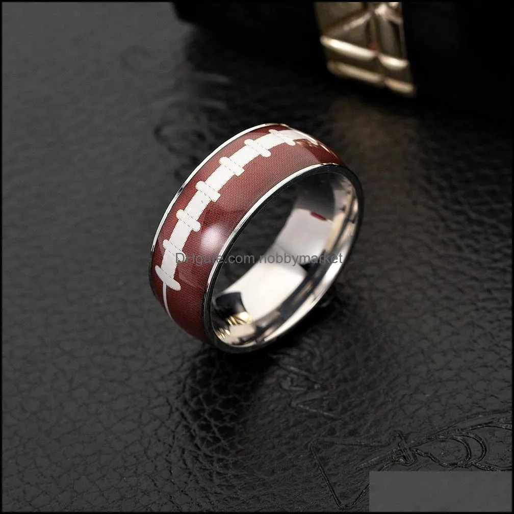 New Football Basketball Sports Rings For Women Men baseball softball Rugby stainless steel finger Rings Fashion Jewelry Gift