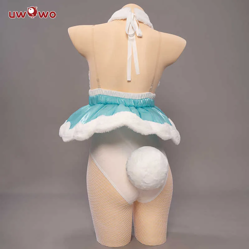 Uwowo Mikuu Cosplay Hatsunee Kostümleri Seksi Beyaz Tavşan Kız Sevimli Bunnies Vocaloid Mikubunny Ver. Tulum tavşanı Y0913