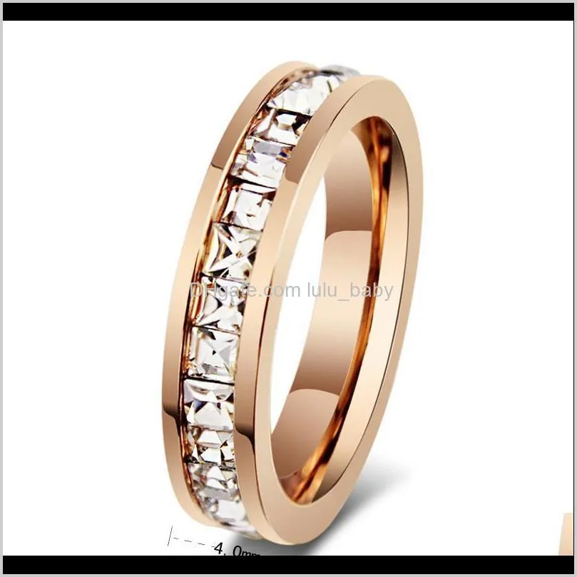 geometric design women fashion wedding ring rose gold ring titanium steel rings for women summer engagement jewelry r044