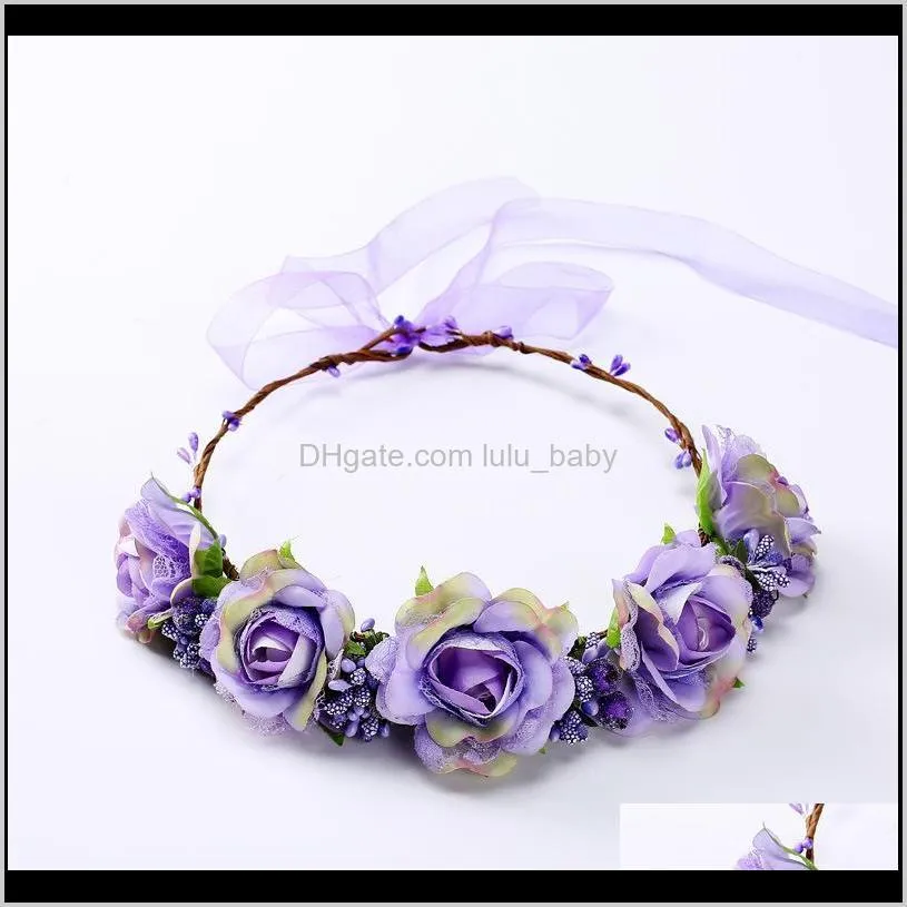 2018 many colors adjustable lace beach bohemian hair flower headband garland crown festival wedding bride bridesmaid hair wreath boho