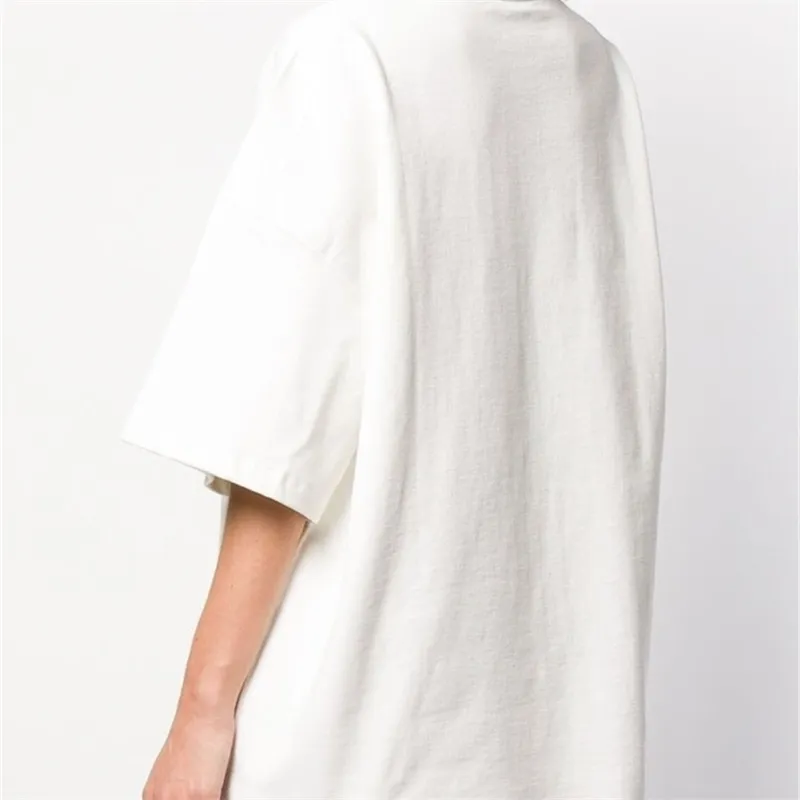 Kobiety T-shirt Modna świeża litera Drukowanie Białe luźne z krótkim rękawem Mężczyźni i para 210623